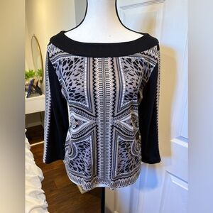 Rafaella Studio Paisley Print 3/4 Sleeve Top Size Large
